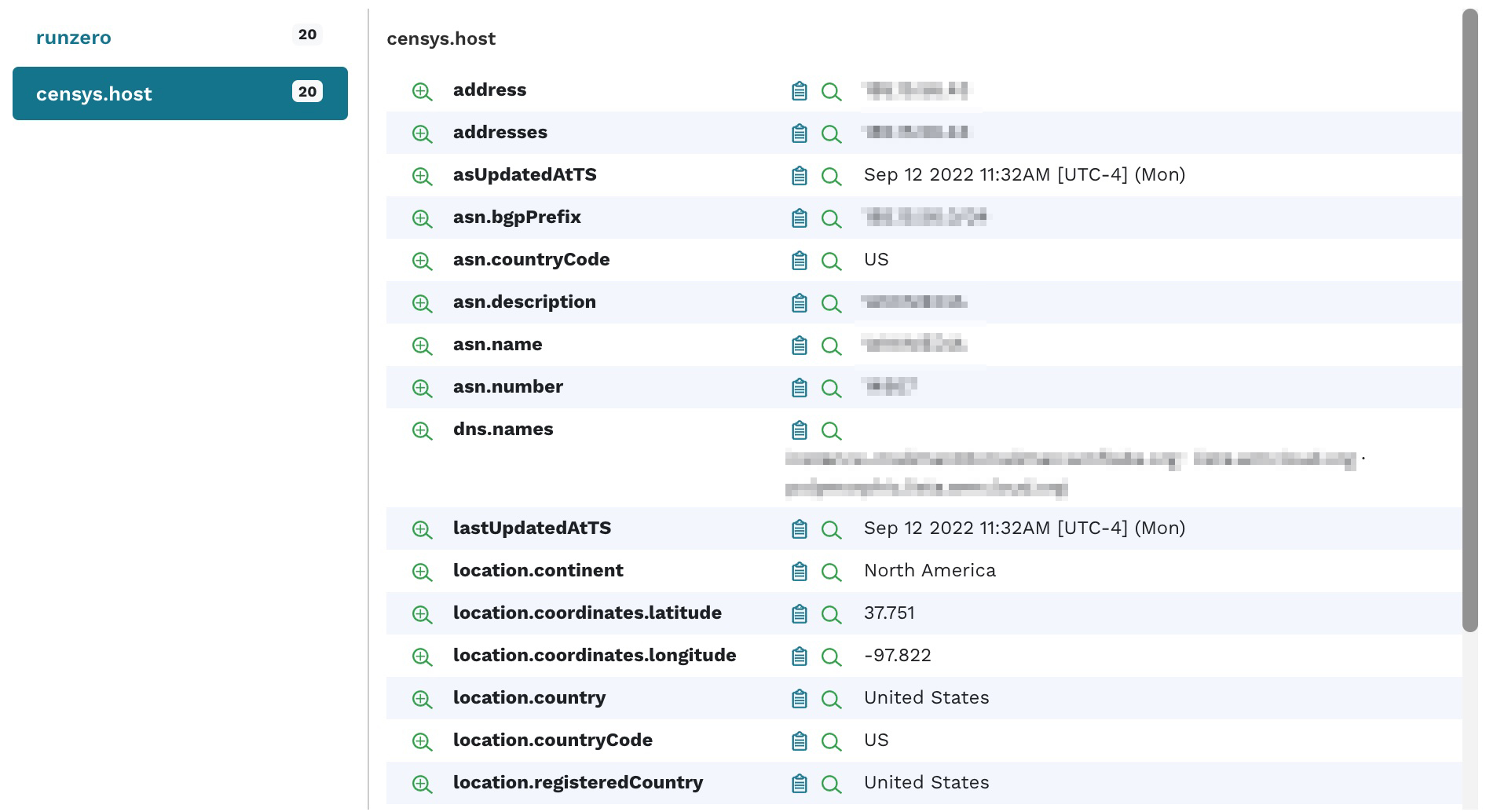 Censys attributes